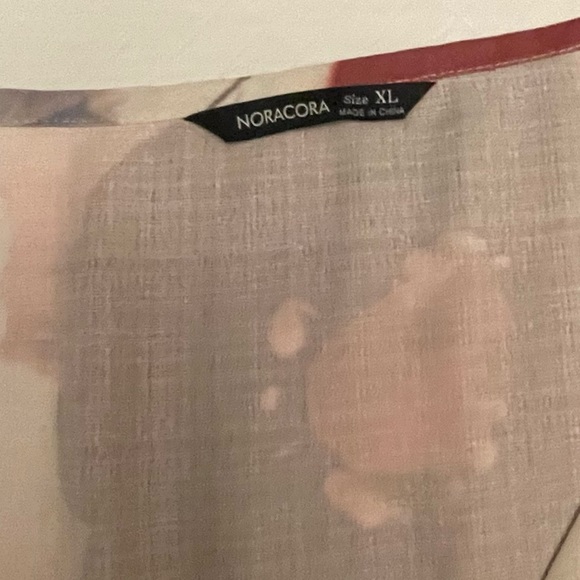 Noracora XL midi length dress with fan out layered sleeves in a floral pattern - Picture 6 of 10